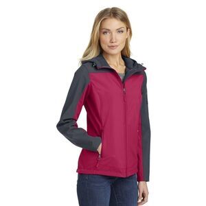 Port Authority Red Gray Hooded Core Soft Shell Jacket Size XXL NWOT 6 0319